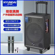 HYUNDAI韓國現代大功率廣場(chǎng)舞音響音箱戶(hù)外K歌大音量移動(dòng)藍牙舞臺音響拉桿帶麥克風(fēng)演出k歌跳舞會(huì )議主持 12寸重低音+三分頻+雙充電麥克風(fēng)