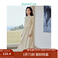 茵曼（INMAN）2025秋冬女裝新款燈芯絨連衣裙新品長袖休閑針織禮服中長裙子 淡香杏-18348357H1 M
