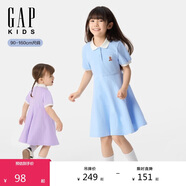 GAP【大小童同款】女童2025夏季新款polo短袖連衣裙兒童裝766476