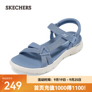 斯凱奇（Skechers）新款女鞋外穿涼鞋軟彈舒適沙灘鞋魔術貼設計輕便休閑鞋子 藍色/BLU 40