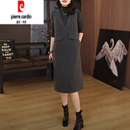 皮爾卡丹（pierre cardin）氣質(zhì)感馬甲連衣裙女秋季顯瘦毛呢背心裙兩件套長(cháng)款裙子 灰色單裙+毛衣套裝【歐洲站別致連衣裙/洋氣減齡/設 M 【80-100斤】