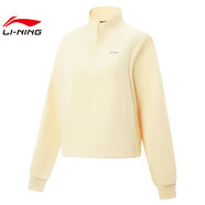李寧套頭無(wú)帽衛衣女子2025秋冬新款加絨保暖潮流時(shí)尚百搭運動(dòng)上衣 AWDV946-1布丁黃 L