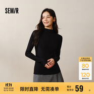 森馬（Semir）長袖T恤女半高領吸濕發(fā)熱抗菌2024冬緊身抓絨打底衫109724101001