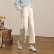 puhp女裝牛仔褲女高腰寬松哈倫褲2025秋季新款九分蘿卜顯瘦直筒老爹褲 米白色 33 【2尺6】建議150-160斤