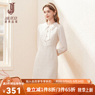 經(jīng)典故事（JANE STORY）2024新款名媛小香風連衣裙女秋季氣質復古法式雪紡假兩件呢子裙 U03杏色 L