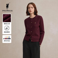POLOWALK針織衫女打底衫內搭春秋款絞花針織開(kāi)衫春裝外套韓系女裝毛衣夾 紫紅色 【新款】 L (165)