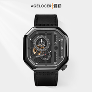 愛(ài)勒 AGELOCER艾戈勒原創(chuàng  )賽車(chē)表男士鏤空機械手表送男友生日禮物 【魏天浩同款】賽車(chē)表5802J1-深黑