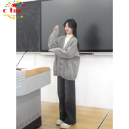 CTOX灰色毛衣外套女秋冬2025新款寬松外穿日系慵懶風(fēng)復古軟糯針織開(kāi)衫 灰色 S