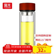富光格調男女玻璃杯辦公車(chē)載泡茶杯雙層玻璃杯水杯帶茶隔大容量杯子 紅色 320ml