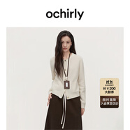 歐時力OCHIRLY進口100%美麗諾羊毛毛衣針織衫外套通勤25秋季新品 米白 S