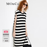 MO&Co.設(shè)計(jì)感直筒廓形黑白條紋連衣裙法式氣質(zhì)小眾設(shè)計(jì)感裙子摩安珂 黑白條色-第2批 L 170
