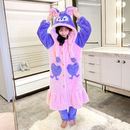 瓊瑛女童秋冬季法蘭絨加厚珊瑚絨家居服套裝加絨中大童睡衣兒童女孩 1130粉紫色 160