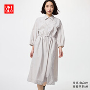優(yōu)衣庫女裝尼龍連衣裙/7分袖裙子480632 02 淺灰色 S /155/80A