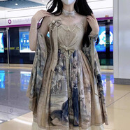 洛麗塔公主裙現貨甜美優(yōu)雅油畫(huà) 畫(huà)ita披肩宮廷風(fēng)吊帶洋裝子A 吊帶裙+披肩送一個(gè)大披肩夾子 S 適合90斤以下
