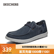 斯凱奇（Skechers）男鞋夏季商務(wù)休閑鞋季百搭時(shí)尚帆布鞋舒適復古一腳蹬66387 藍色/BLU 43