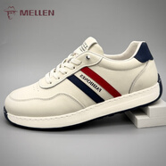 MELLEN頭層牛皮運動(dòng)鞋真皮復古休閑男鞋戶(hù)外跑步軟底德訓鞋阿甘鞋時(shí)尚 白色【正品男鞋】 【正品男鞋】 39 (245mm)
