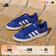 adidas「面包鞋」GRAND COURT BASE 00s休閑低幫板鞋男女阿迪達斯 半熒光藍/白色/樹(shù)脂黃   37