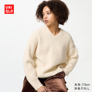 優(yōu)衣庫女裝V領(lǐng)針織衫/毛衣毛衫479231 01 乳白色 3XL /170/108C