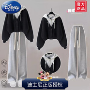 迪士尼（Disney）10歲女孩秋裝套裝11女童春秋13衣服12到15大童女裝2025新款初中生 黑灰上衣+灰褲【青少年女裝學(xué)生 165 (適合身高155-165cm 建議105-