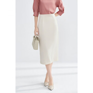 米思陽(yáng)（missshine）2025夏季新款簡(jiǎn)約通勤天絲半裙凈色百搭中長(cháng)版半身裙女1505 米白色現貨直發(fā) S