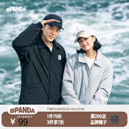 熊貓·本（ben.panda）棉服男潮牌翻領(lǐng)寬松休閑秋冬工裝棉衣多穿情侶外套 黑色（A款) M