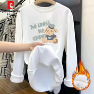 皮爾卡丹（pierre cardin）白色內搭打底衫女2025新款秋冬中長(cháng)款加絨大碼長(cháng)袖t恤遮屁股上衣 3999白色(不倒絨加厚) 2XL 150-170斤