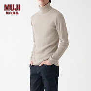 無(wú)印良品 MUJI 男式  羅紋 可水洗 高領(lǐng)毛衣 長(cháng)袖針織衫男裝 AAC01A1A 燕麥色 XS
