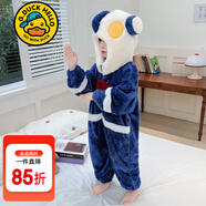 G.duck小黃鴨童裝兒童睡衣女童家居服春秋季新款連帽恐龍長(cháng)袖連體衣爬服 藍色奧特曼【冬款】 110 建議4~5歲【100-110cm】cm