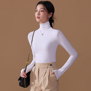 北極使者小紅書(shū)爆款高領(lǐng)打底衫女內搭春秋可外穿2025新款黑色修身針織加絨 白色[一體高領(lǐng)螺紋款] 均碼 S
