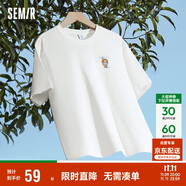 森馬（Semir）【多彩涼感T】短袖t恤女夏中長款寬松舒適刺繡上衣109324100007