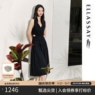 歌力思（ELLASSAY）博主同款夏季新款赫本風(fēng)小黑裙法式高級(jí)收腰吊帶連衣裙女Y004 藏藍(lán)色2 M