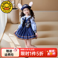 G.DUCKKIDS洛麗塔公主裙女童連衣裙夏季朱迪兒童裙子兔子警官生日蓬蓬裙春秋 朱迪裙子+腰帶包包尾巴毛球【春秋款】 120 尺碼5~6歲【110-120cm】