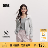 森馬（Semir）外套女短款插肩袖小個子潮2024冬季加絨緊身連帽夾克109724108015