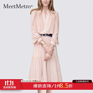 MeetMetro瑪依爾法式仙女連衣裙女2025秋新款高端氣質(zhì)純欲風(fēng)裙子禮服長裙 藕粉MG184213 M