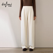 伊芙麗（eifini）蔣欣代言百搭舒適針織面料松緊腰直筒長(cháng)褲冬季新款休閑褲衛褲 燕麥色 厚絨款 M