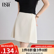 歐莎（OSA）休閑短褲女夏季高腰a字褲裙小個(gè)子通勤百搭顯瘦女褲 米白色 L
