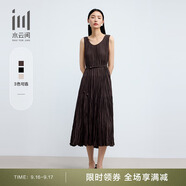 水云間女裝 低圓領(lǐng)精美編繩收腰輕薄背心無袖連衣裙2025夏季新款 深咖 XL