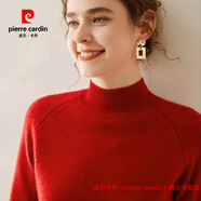 皮爾卡丹（pierre cardin）品牌高檔輕奢100純山羊絨衫女士半高領寬松加厚毛衣2025秋冬季針 品牌高端新品-紅色 M 【90-100斤】