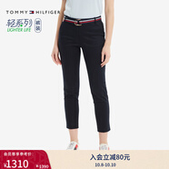 TOMMY HILFIGER【輕彈感】25女裝四季款條紋腰帶彈力直筒修身九分褲休閑褲 【九分】藏青色DW5 （腰帶隨機(jī)） 34