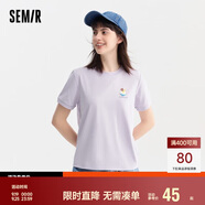 森馬羅小黑短袖T恤女印花俏皮上衣夏卡通圓領(lǐng)套頭衫109324100002