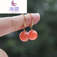 冷諾耳環(huán)紅色本命年純銀紅瑪瑙耳釘玉石耳墜女朱砂新年耳飾感耳墜 倩薇耳鉤