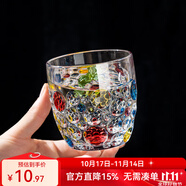 花語四季創(chuàng)意多彩玻璃杯高顏值家用啤酒杯威士忌杯喝水杯子ins網(wǎng)紅飲料杯 多彩泡泡杯330ml/1只