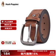 暇步士（Hush Puppies）【禮盒裝】皮帶男士頭層牛皮針扣腰帶新款褲腰帶送男友禮物送老公 人氣棕HD-1871940W-502 110cm