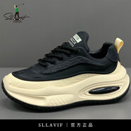 薩拉維夫（SLLAVIF）歐式男鞋新款冬季加絨保暖潮鞋增高運(yùn)動(dòng)休閑鞋阿甘老爹鞋 黑色[單鞋款] 38 按板鞋碼數(shù)拍