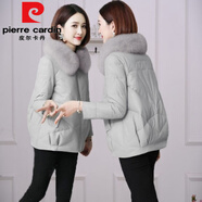 皮爾卡丹（pierre cardin）大毛領(lǐng)皮衣外套女2025秋冬新款韓版pu皮棉衣短款加厚加棉羽絨棉服 灰色 S 建議75-95