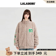 拉拉波波【美拉德】秋冬新款時(shí)尚復古運動(dòng)字母毛絨外套女LBCC-WSDR12 咖色 M