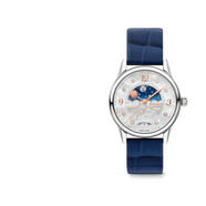 萬寶龍（MONTBLANC）手表女 寶曦系列自動機械鑲鉆日歷晝夜顯示腕表 34mm藍帶白盤129758