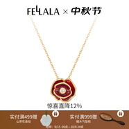 翡拉拉（fellala）「紅玫瑰」系列925銀項(xiàng)鏈輕奢立體花朵吊墜時(shí)髦骨鎖鏈生日禮物 紅色