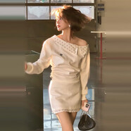 園翌2025法式白色斜肩波點(diǎn)A字裙裙子女早秋季小個(gè)子穿搭一整套 【白色套裝】 S 40/45kg