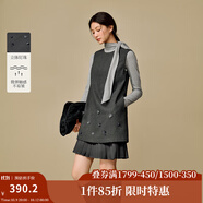 茵曼2025秋冬女裝新款格雷系立體釘珠花閃片拼接圓領(lǐng)無袖連衣裙  深灰色 M